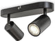 B.k.licht - Aufbaustrahler - Deckenstrahler mit 2 Lichtpunkten - Drehstab - Gu10-Fassung - Schwarz - Metall - L: 27cm