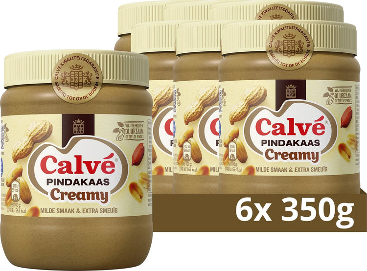 Calvé Erdnussbutter cremig – 6 x 350 Gramm – Vorteilspackung