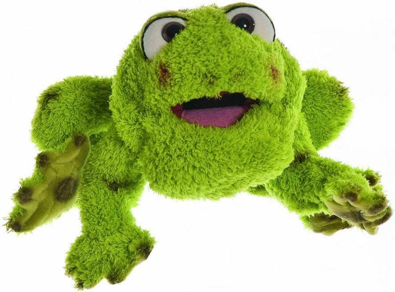 Lebende Puppen Rolf der Frosch | Handpuppe 35 cm mit Klappmaulprinzip | waschbar bis 30°C | geeignet für Kinder und Erwachsene
