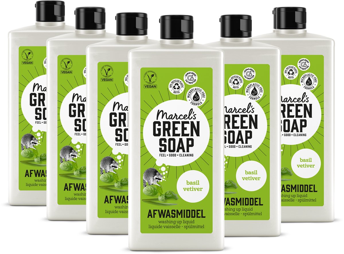Marcel's grüne Seife, Spülmittel – Basilikum-Vetiver – 6 x 500 ml