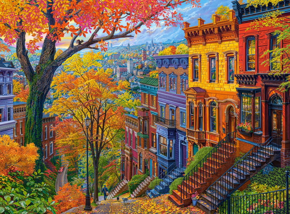 Castorland-Puzzle „Herbststadthügel“ – 3000 Teile Puzzlespaß.