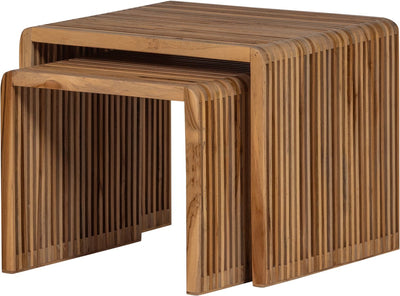Woood Jasmine Beistelltische – recyceltes Teakholz – naturbelassen – 2er-Set