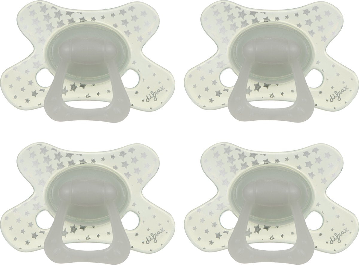 Difrax Naturschnuller – 12 bis 18 Monate – transparente Sterne – 4 Stück