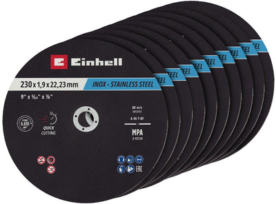 Einhell 711524 Trennscheiben-Set 230 mm 10 Stück Metall, Edelstahl, Stahl, Zinn