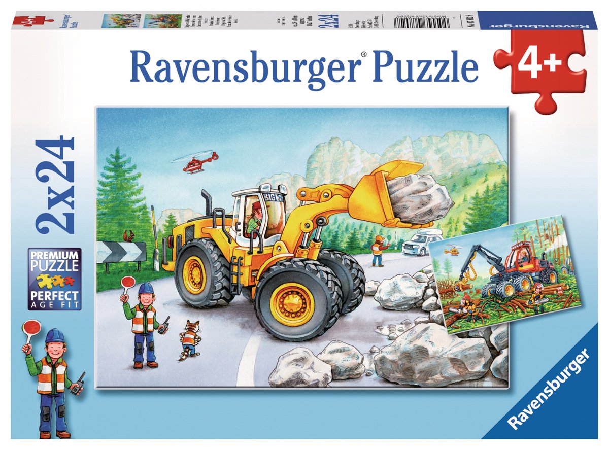 Ravensburger 2 Puzzles – Bagger und Forsttraktor – 24 Teile.