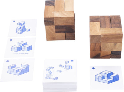 Longfield Doppel-Soma-Würfel – 3D-Puzzlespiel aus Holz – pädagogisches Denkspiel – logisches Denkspiel – Bau- und Faltspiel – Engelsherz