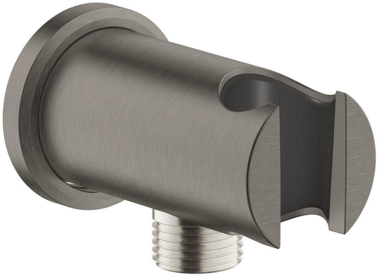 Grohe Regenbrause-Wandanschlussbogen - 1 2 - mit Halter - Rundrosette - Hartgraphit gebürstet