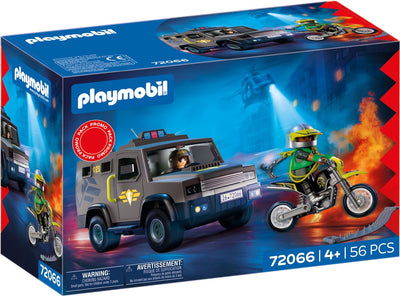 Playmobil City Action-Swat-Fahrzeug | mit Polizist, Kriminalmotorrad und Spikereifen | Kinderspielzeug für Kinder ab 4 Jahren | 72066