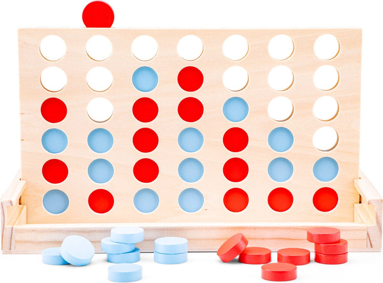 Woet® 4-Gewinnt-Spiel aus Holz – Holzspielzeug – Brettspiel für Kinder Erwachsene – Actionspiel – klassisches Brettspiel – ab 3 Jahren