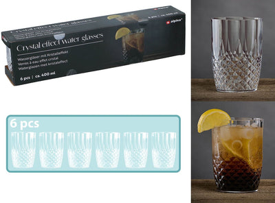 Alpina 6er Set Wassergläser - 400 ml - Kunststoff - transparent - spülmaschinenfest - für Wasser, Softdrinks und Cocktails