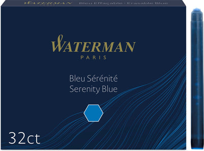 Waterman Füllfederhalter-Tintenpatronen | lange internationale | waschbare blaue Tinte | 32 Tintenpatrone