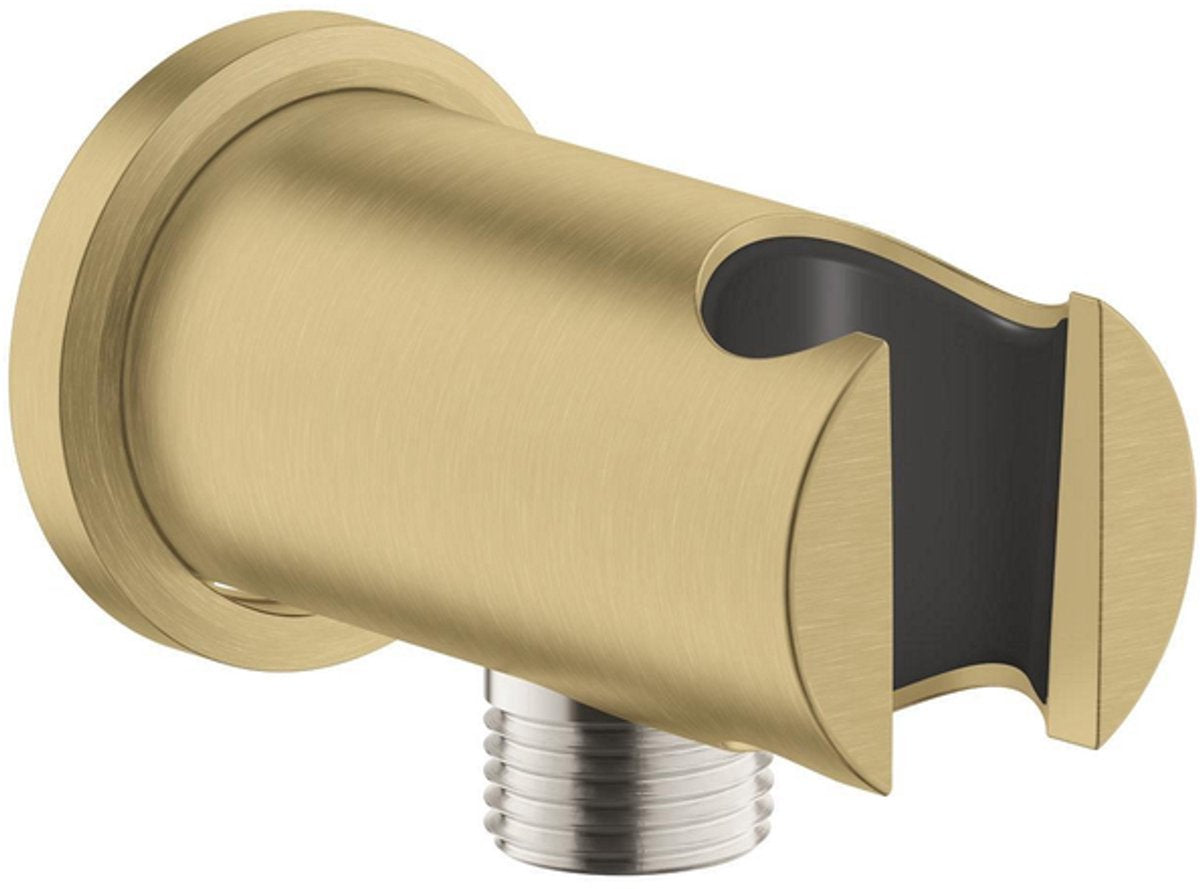 Grohe Regenbrause-Wandanschlussbogen - 1 2 - mit Halter - runde Rosette - Cool Sunrise gebürstet