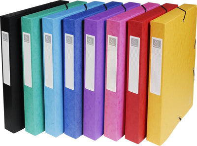 Exacompta 8x Klassifizierungsbox, glänzender Kartonrücken 40 mm – A4 – sortiert – 50400e