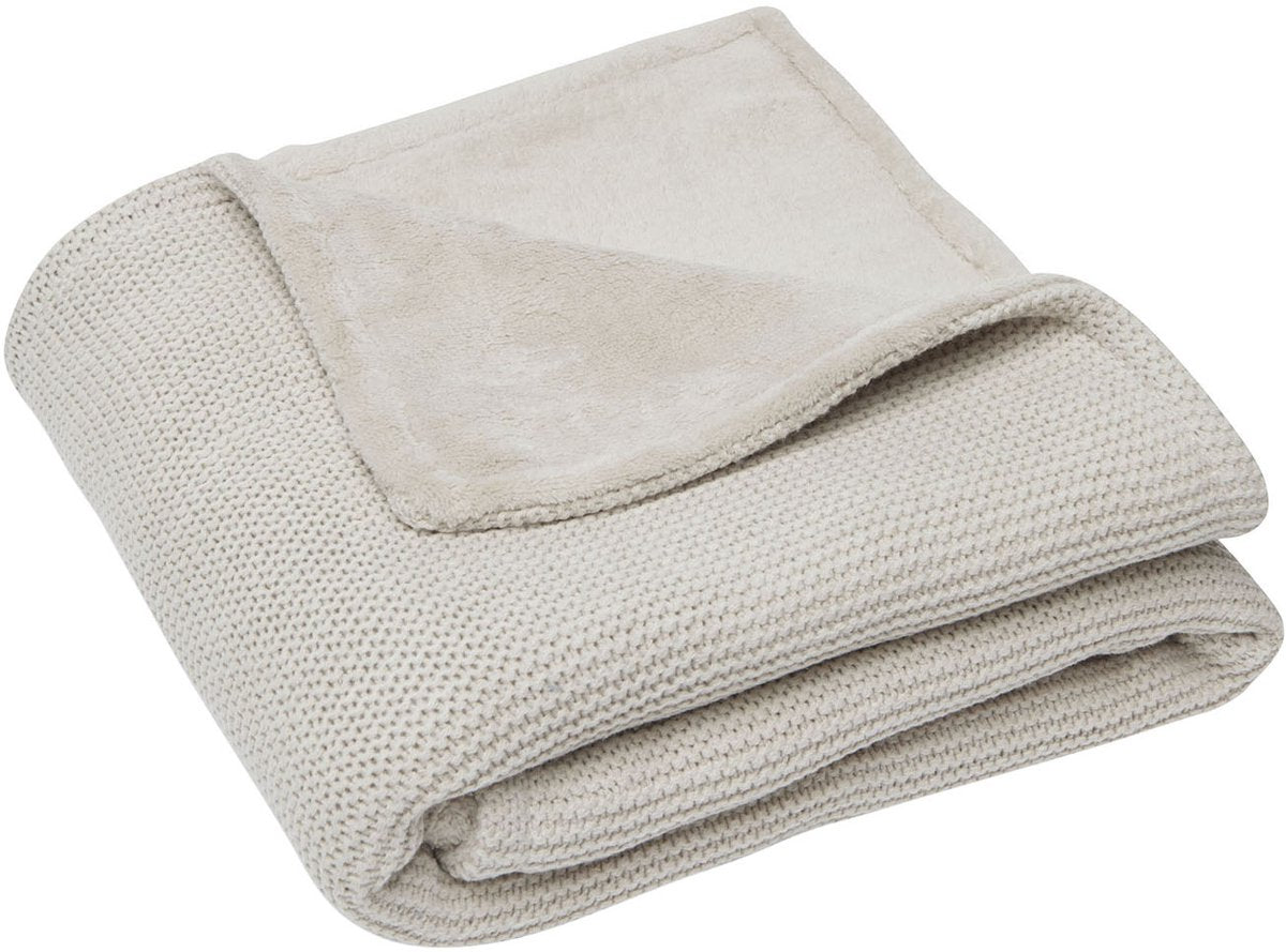 Jollein Babydecke für Kinderbett, 100 x 150 cm, Grundstrick – Nougat-Fleece