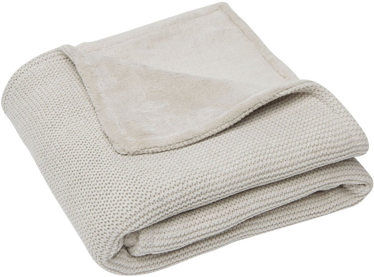 Jollein Babydecke für Kinderbett, 100 x 150 cm, Grundstrick – Nougat-Fleece