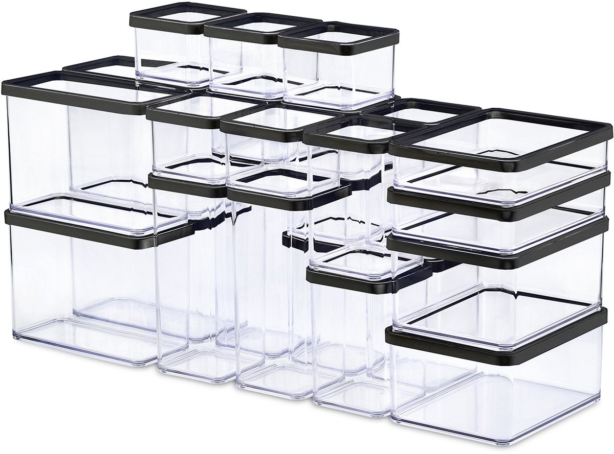 Rotho Loft - Set Premium Vorratsdosen 24-teilig - luftdicht - spülmaschinenfest - Schwarz