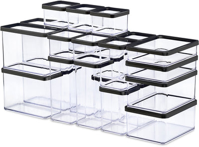 Rotho Loft - Set Premium Vorratsdosen 24-teilig - luftdicht - spülmaschinenfest - Schwarz