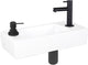 Differnz Saponbrunnen-Set – 42,5 x 18,5 x 9 cm – rechteckig – 1 Hahnloch – schwarz matt – Keramik weiß