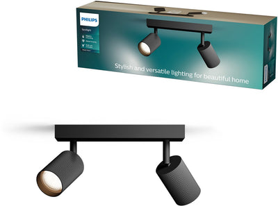 Philips Wyatt Aufbaustrahler – LED-Gu10-Fassung – ausrichtbar – 2 Lichtpunkte – Clickfix – Schwarz