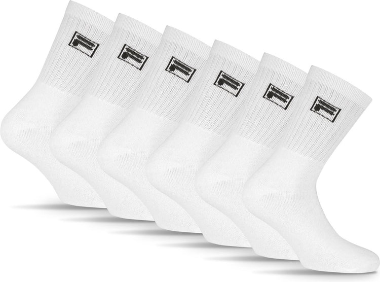 Fila Tennis-Sportsocken kleines Logo – Größe 35 38 – 6er-Pack – weiß
