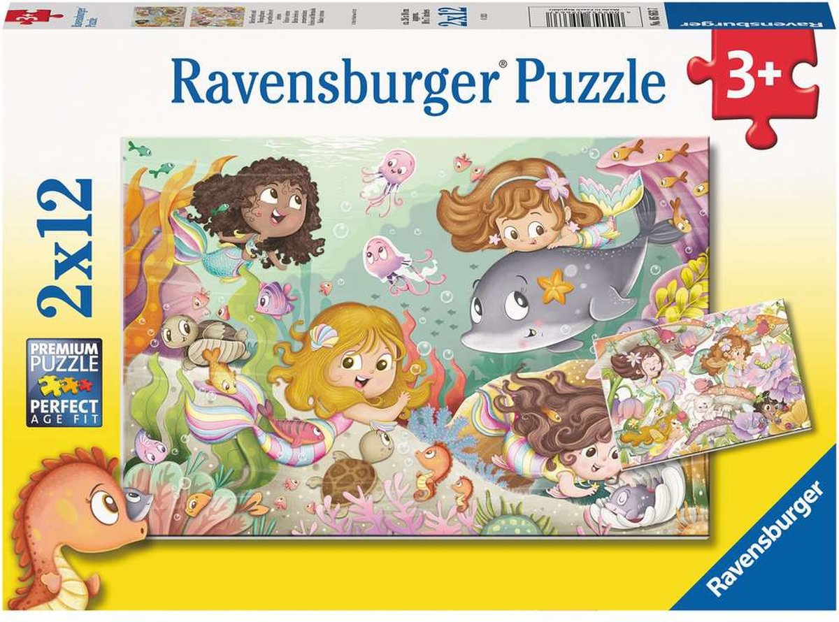Ravensburger - Rätsel kleiner Gebühren und Meerjungfrau 2x12 Stücke
