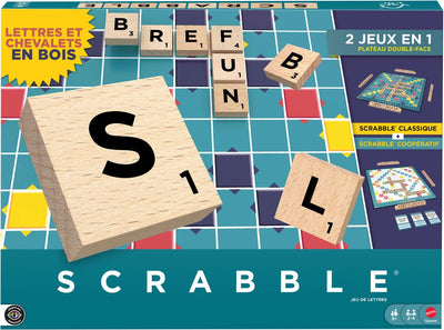 Mattel-Spiele Scrabble – mit Holzklötzen – französische Ausgabe
