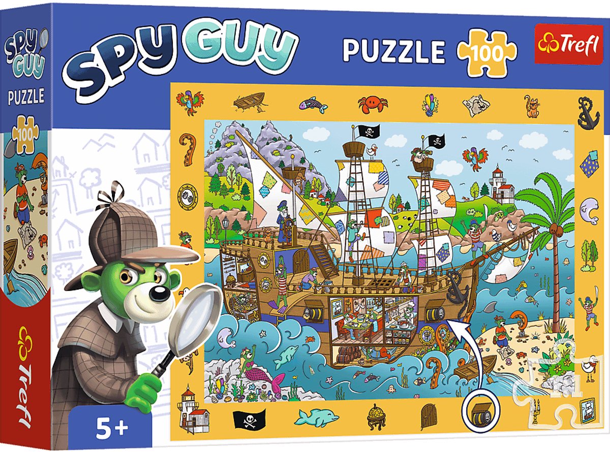 Trefl-Puzzle – Beobachtungspuzzle 100 Teile – Spionage-Piratenschiff.