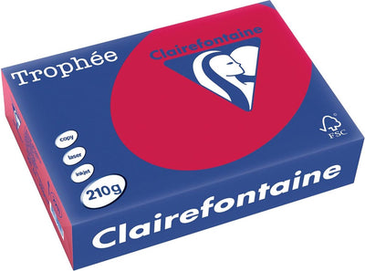Clairefontaine Trophäe intensiv, farbiges Papier, A4, 210 g, 250 Blatt, Kirschrot