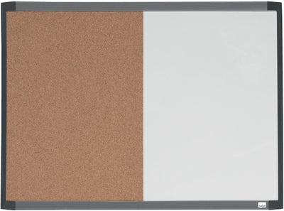 Nobo Kombiboard mit gebogenem Rahmen – Pinnwand und Whiteboard in 1 – 58,5 x 43 cm – inklusive Whiteboard-Zubehör – weiß naturbraun