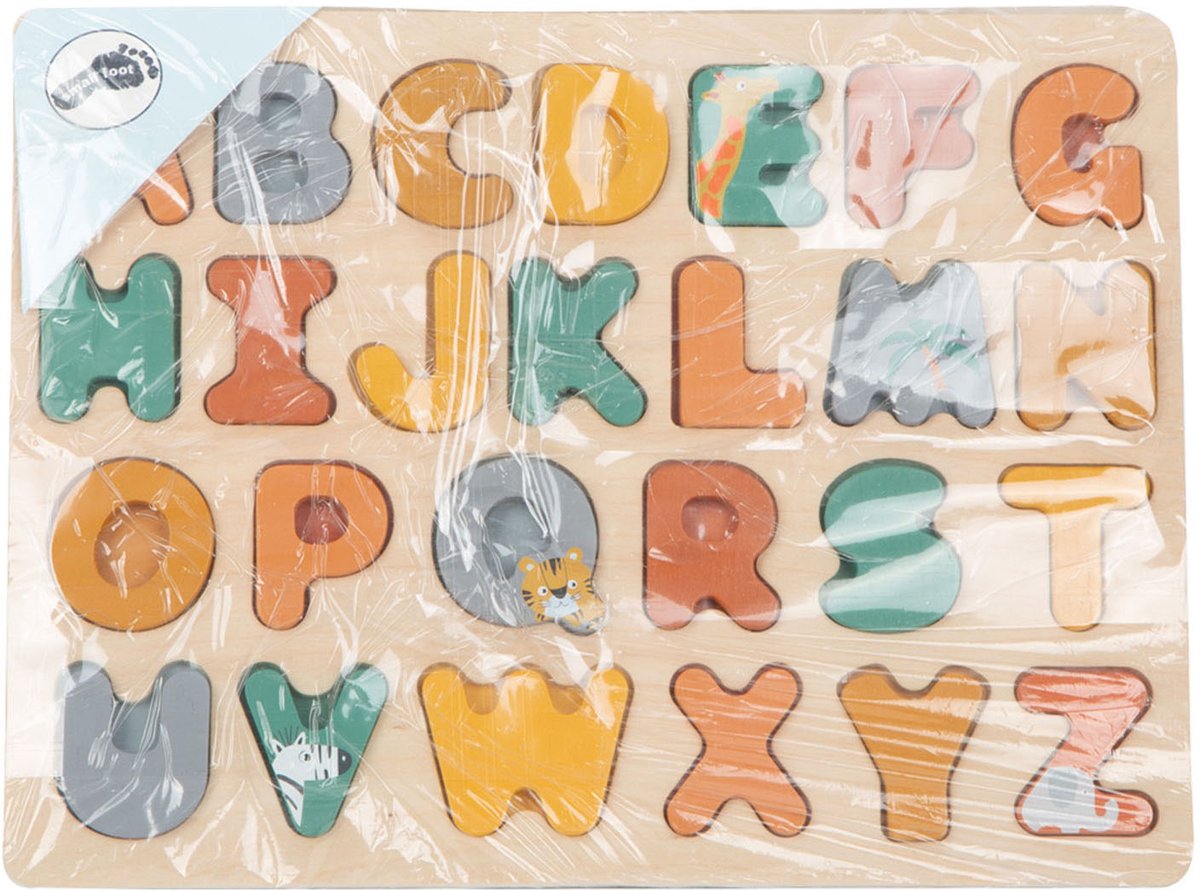 Kleines Fußhölzernalphabet -Puzzle -Safari