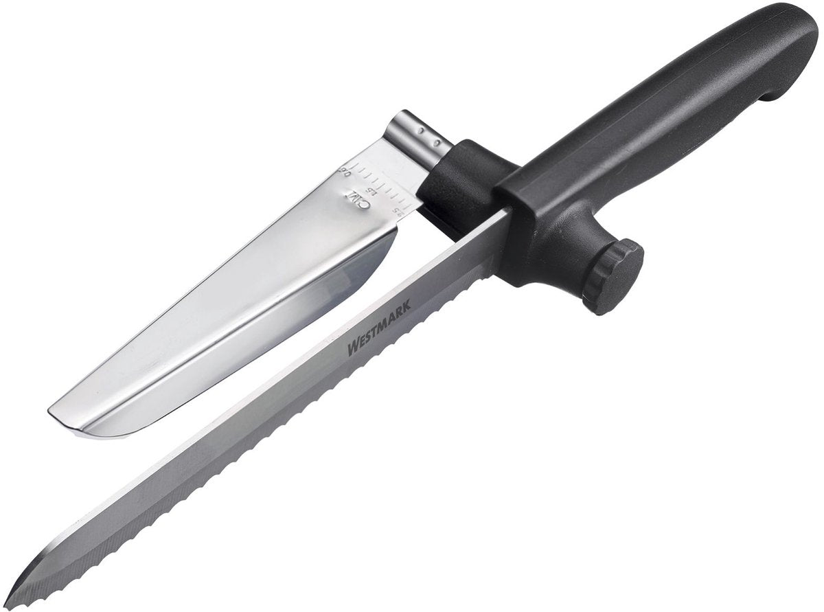 Markenloses Sans-Marque-Multimesser „so clever“ – mit Abstandshalter – scharfes Brotmesser – Universalmesser für Brot und Gemüse – Klinge aus rostfreiem Stahl – BPA-frei