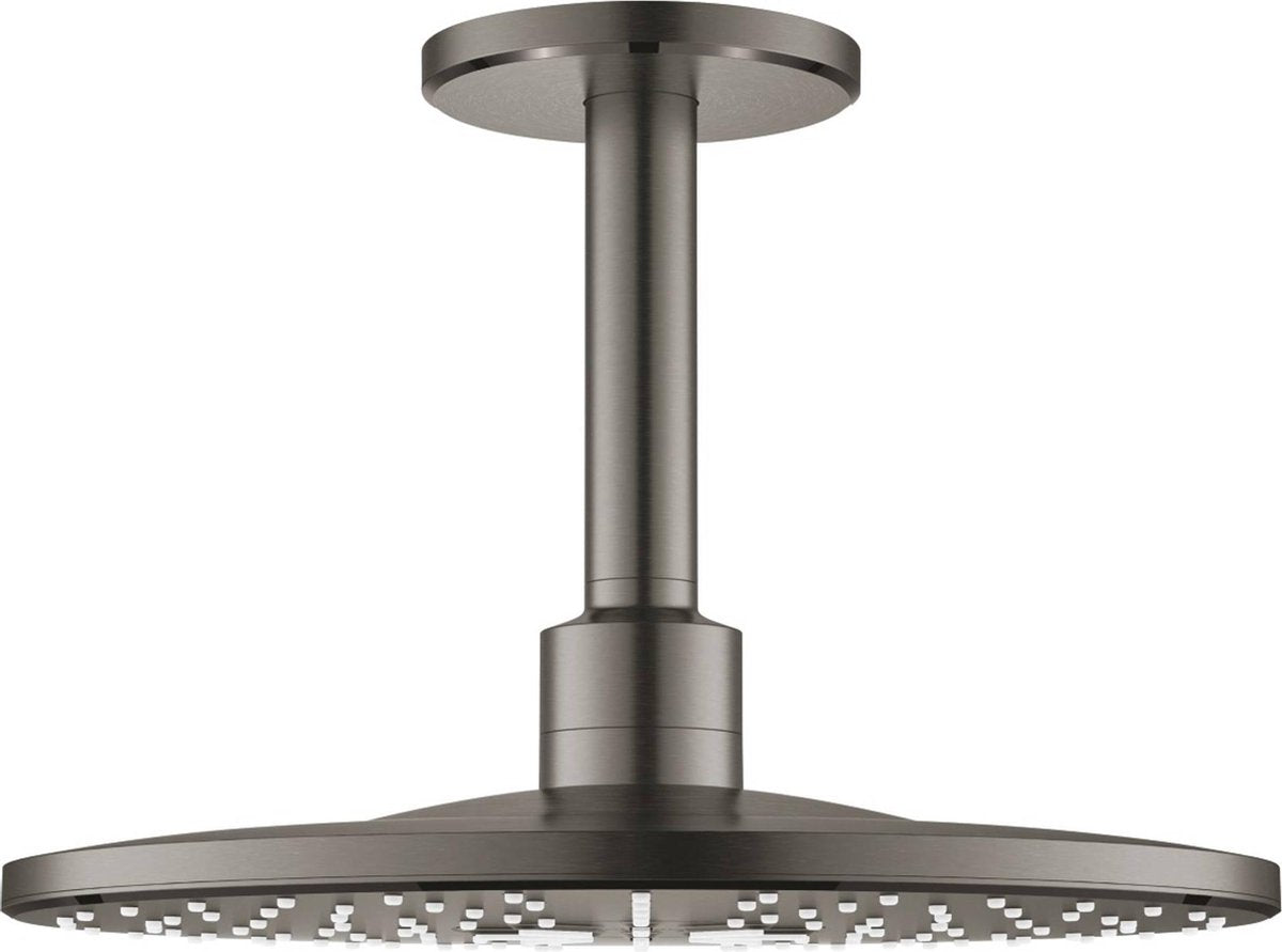 Grohe Rainshower Smartactive Kopfbrause 31cm mit Deckenarm mit 2 Strahlarten, Hartgraphit gebürstet