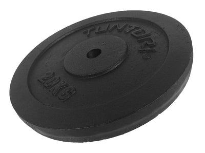 Tunturi Hantelscheibe - Hantelgewicht - 1 x 20 kg - ø 30 mm - Gusseisen - inkl. kostenlose Fitness-App