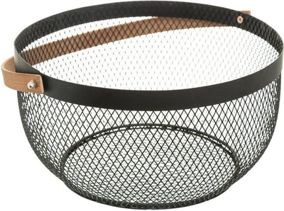 Secret de Gourmet Obstschale – Schwarz – Metall – 29 cm – mit Henkel – rund – Obstkörbe – Drahtkorb