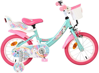Volare Einhorn Kinderfahrrad - Mädchen - 14 Zoll - Grün