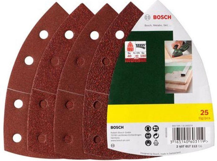 Bosch Zubehör 2607017112 | 25-teiliges Schleifblatt-Set | für Multischleifer | Klettverschluss – 2607017112