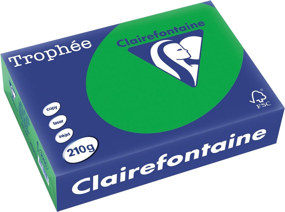 Trophee Clairefontaine Trophäe Intense, farbiges Papier, A4, 210 g, 250 Blatt, bijartgrün