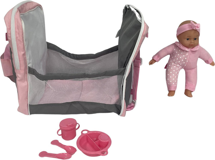 Dimian – Reisebett für Puppe – umwandelbar in einen Rucksack, Babytrage