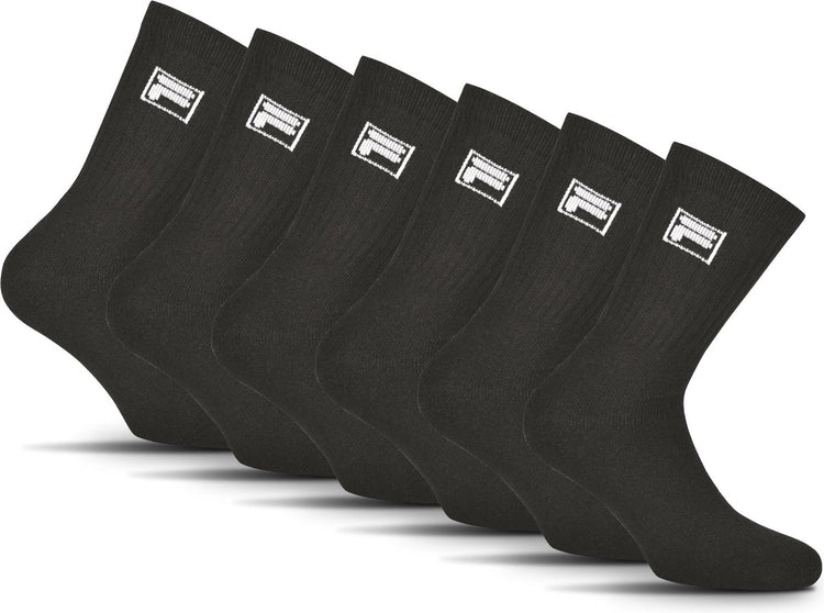 Fila Tennis-Sportsocken kleines Logo – Größe 35 38 – 6er-Pack – Schwarz