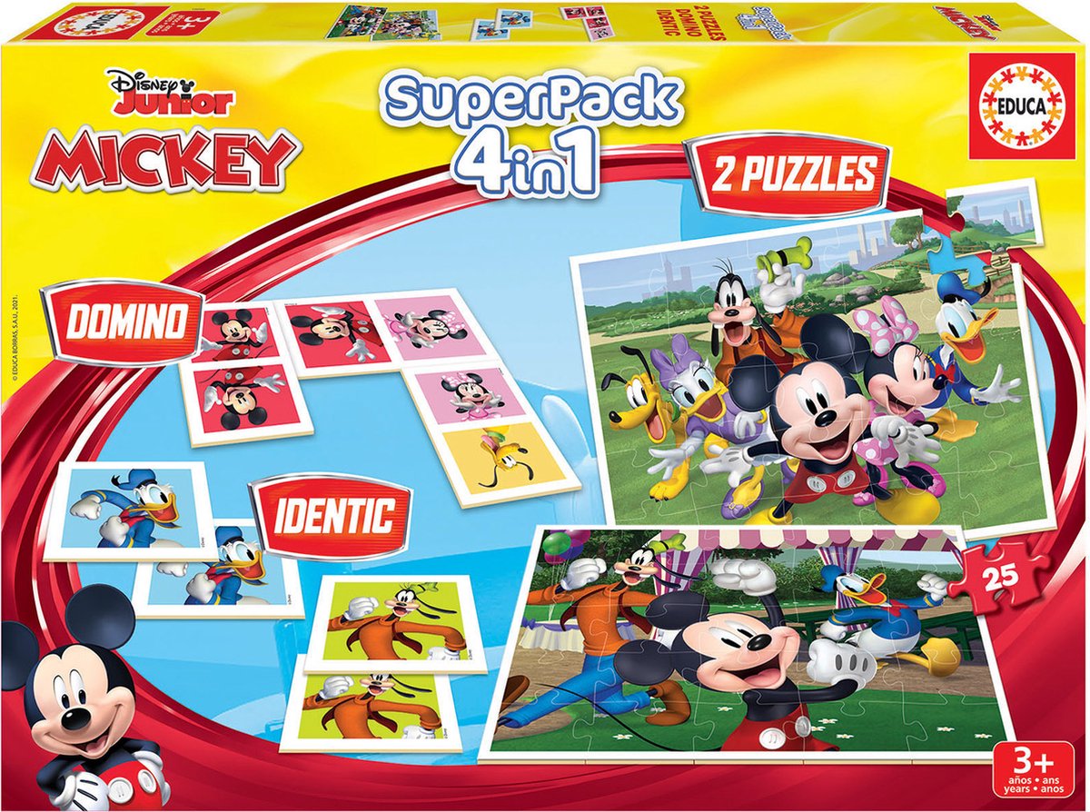 Educa – 2 aktive Spiele und 2 Rätsel – Super Pack Mickey Friends