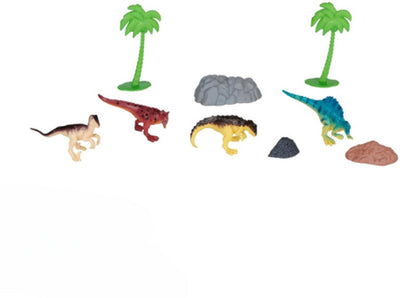 Eddy Toys Dino-Spielset – 9-teilig – Dino-Figuren mit Palmen und Felselementen – Spielfiguren – Tierfiguren – Dinosaurier-Spielzeug 3+