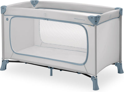 Hauck Dream n Play Plus – Campingbett – extra großer Durchgang – Staubblau