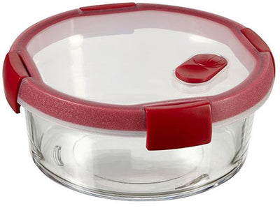 Curver Smart Cook Lebensmittelbehälter aus Glas – rund – 0,6 l – rot