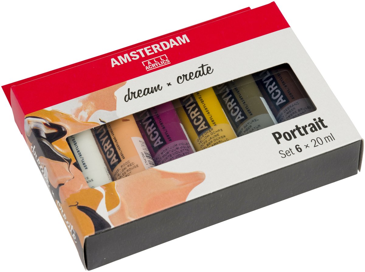 Bruynzeel Amsterdam Standard-Serie Acrylfarben-Portrait-Set 20 ml, 6-tlg.