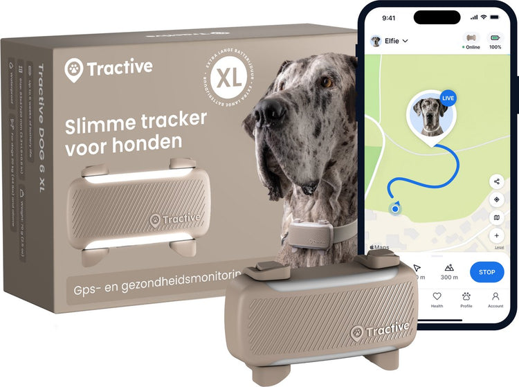 Tractive Dog 6 XL – Smarter GPS-Tracker für Hunde mit Überwachung der Vitalwerte und Gesundheitswarnungen, 6 Wochen Akkulaufzeit – Braun