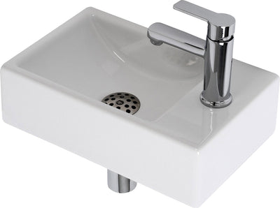 Plieger Houston Springbrunnen-Set – WC-Springbrunnen-Set – Springbrunnen-Set rechts – inkl. Wasserhahnsiphon - Keramik - Weiß