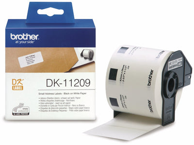 Brother dk-11209 gestanztes Etikett: 62 x 29 mm – kleines Adressetikett – weiß (Rolle mit 800 Etiketten)