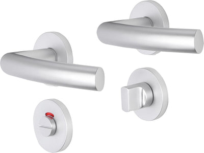 Impresso Türgriff – Burton – für den Innenbereich – rund mit runder WC-Rosette – Aluminium – 2 Stück