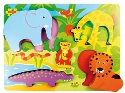 Bigjigs Holzpuzzle Safari – Lernspielzeug 5 Teile.
