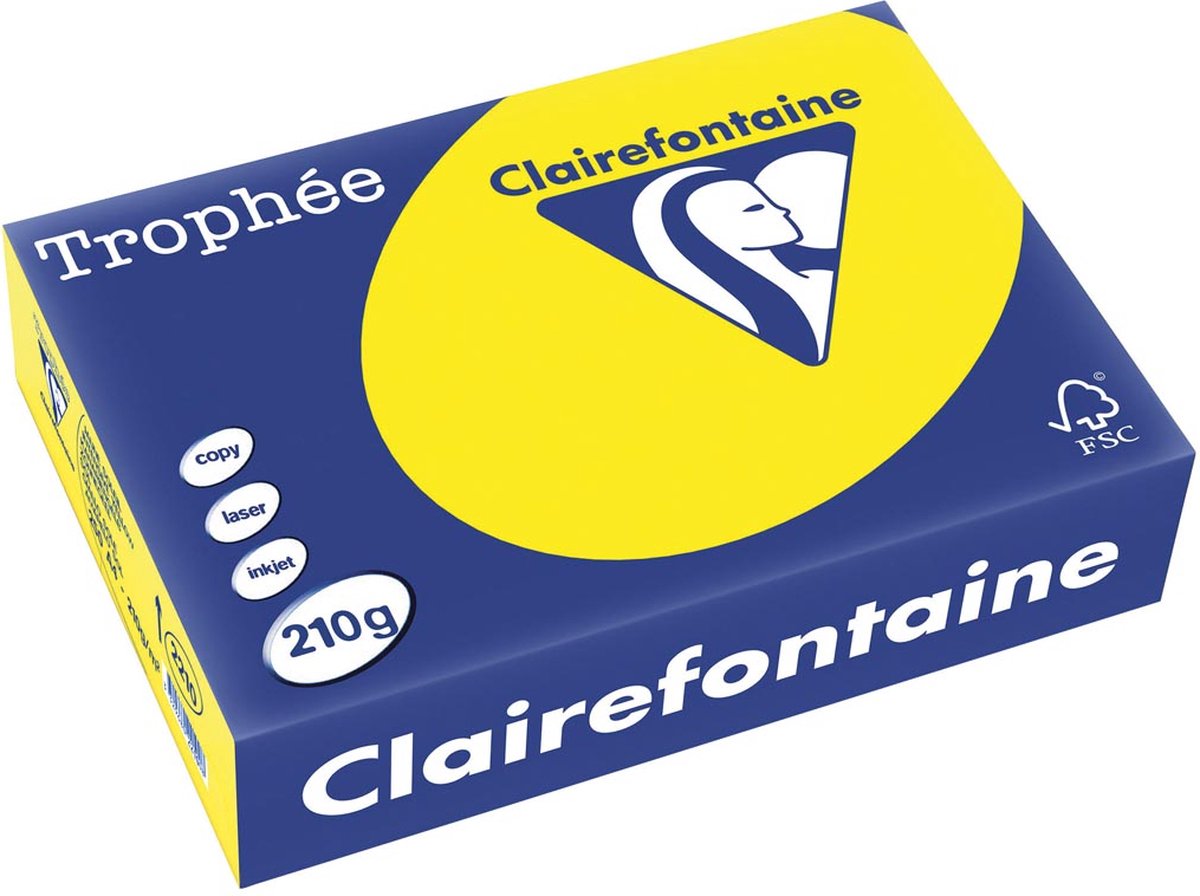Clairefontaine Trophäe intensiv, farbiges Papier, A4, 210 g, 250 Blatt, Sonnenuntergangsgelb